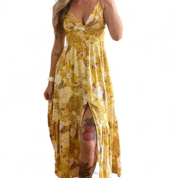 Abercrombie + Fitch Linen Blend Button Front Maxi Dress ST - Picture 2 of 15